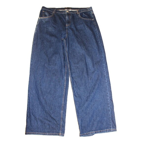 ASOS DESIGN Curve Wide Leg High-Rise Jeans in Dark Wash (16/18) - Picture 1 of 9
